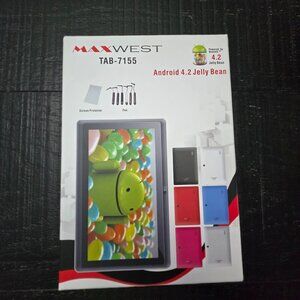 MAXWest- Android Tablet, with screen protector and stylus pens. New, open box.